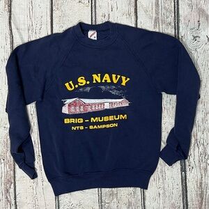 Vintage United States Navy Museum Midshipman Military 1980s Sweatshirt